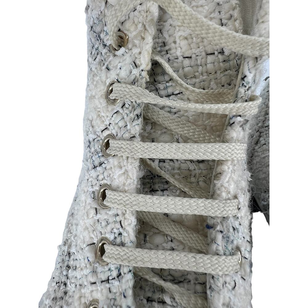 Chanel 2019 Tweed Interlocking CC Logo Cap Toe Combat Boots - Picture 10 of 16